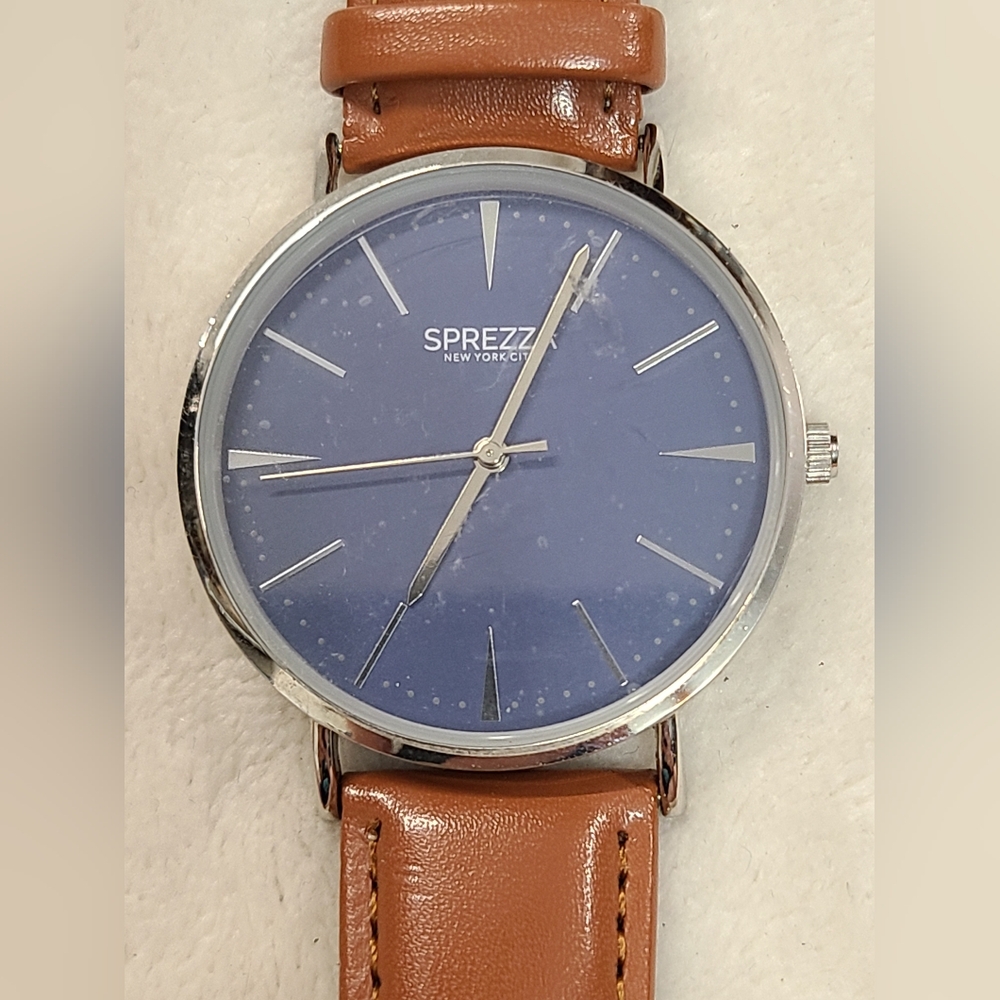 Sprezza New York City Men's Silver Tone Blue Face Watch